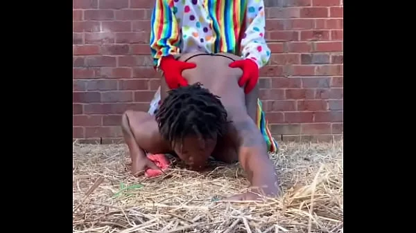 Gibby The Clown fucks ebony in a barn