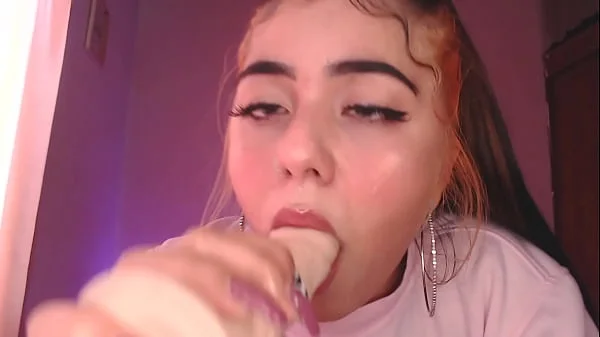 Egirl spits and drools all over cock - Ahegao blowjob